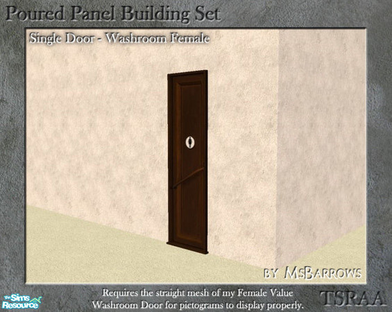 Sims 2 — Poured Panel - Female Washroom Door by MsBarrows — Female washroom door. Uses the textures of the Double Glass