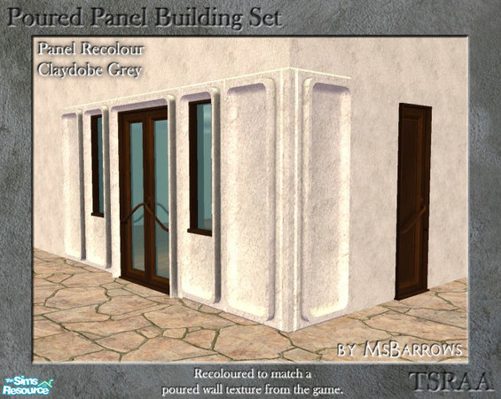 Sims 2 — Poured Panel Recolours - Claydobe Grey by MsBarrows — Recolours of the cement portion of the poured panels in