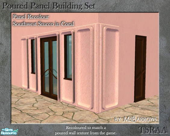 Sims 2 — Poured Panel Recolours - Southwest Coral by MsBarrows — Recolours of the cement portion of the poured panels in