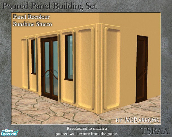 Sims 2 — Poured Panel Recolours - Sunshine Stucco by MsBarrows — Recolours of the cement portion of the poured panels in
