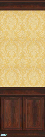 Sims 2 — jsf2MahoganyGoldToile by jsf —  Gold toile patterned wallpaper is held in rich mahogany panels and crown