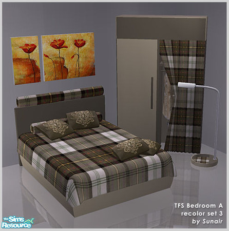 Sims 2 — TFS Bedroom A - Recolor set 3 by Sunair — TFS Bedroom A - Recolor set 3 (darkwood)