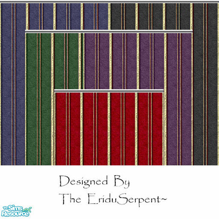 Sims 2 — Regal Wall Papers by eriduserpent — Deep coloures and texture. Gold, embossed, striped wall papers. Designed By