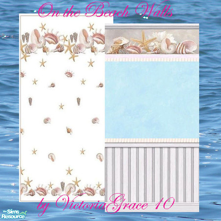 Sims 2 — On the Beach Wall Set by VictoriaGrace — Every beach house has sea shells. You can\'t help but collect them! And