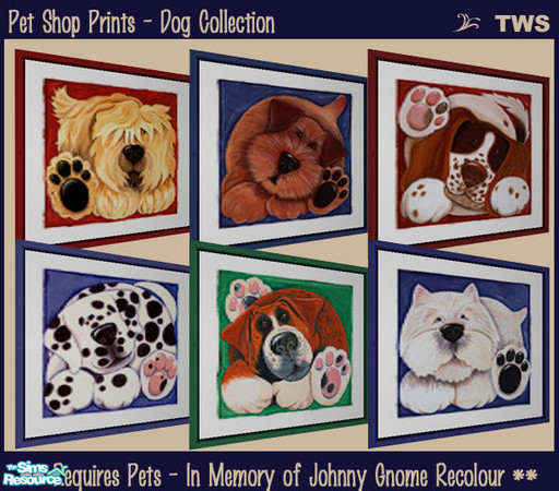 Sims 2 — Pet Shop Prints - Dog Collection by wildstar24 — Six dog prints in fun and colourful styles. Bright backgrounds