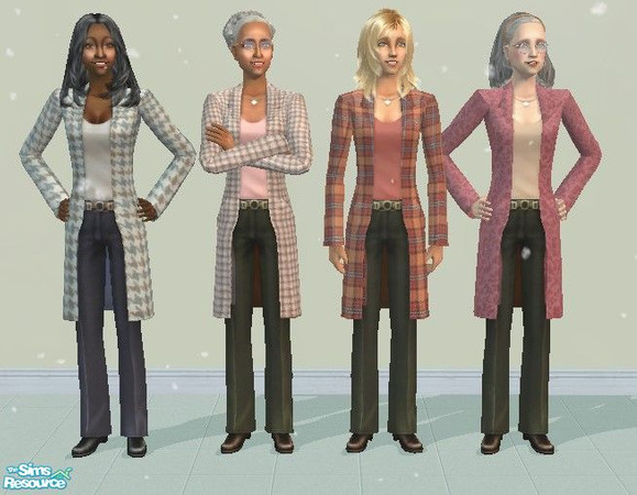 Sims 2 — JD long coat collection by jdamgaard — This collection is available for both AF and EF. 