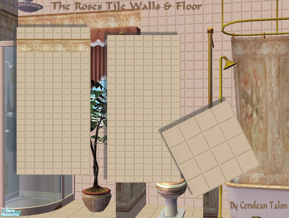 Sims 2 — The Roses Tile Walls and Flooring by Cerulean Talon — Elegance and beauty combine to make a luxury room.
