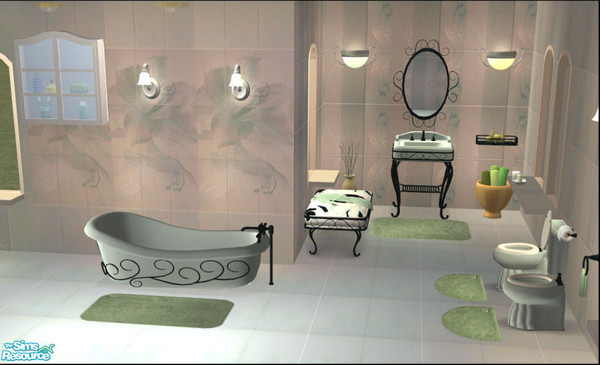 Sims 2 — Romance Bathroom Green by Elize-37sims — Green recolor of the Romance bathroom