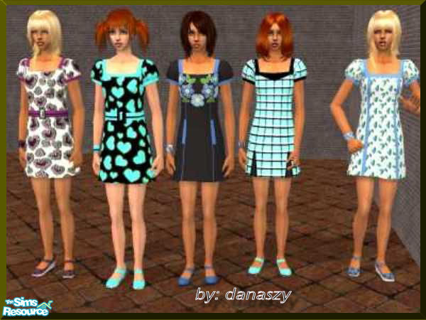 Sims 2 — summery collection by danaszy — A very nice summery collection of five easy care everydays dresses for adult