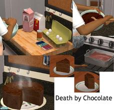 Sims 2 — Death by Chocolate Cake by TheNinthWave — New dessert for your sims. Should be base game compatible, since it