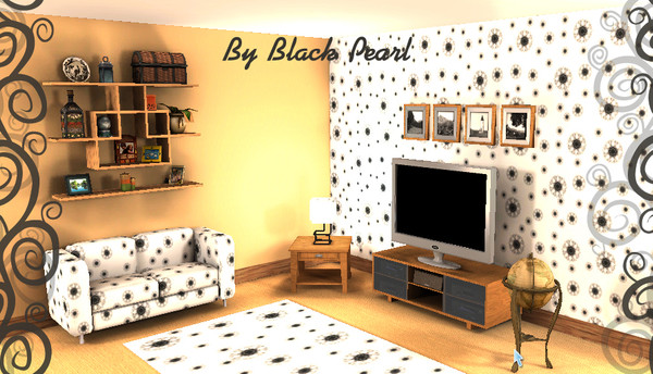 Sims 3 — black&white by Black__Pearl — look beautiful on the curtains, wallpaper, dresses!