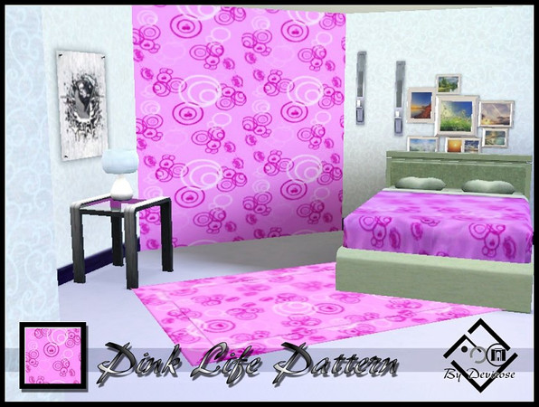 Sims 3 — Pink Life Pattern by Devirose — Doodles on the beautiful pink,a timeless color.