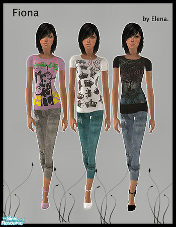 Sims 2 — Fiona by Elena. — 3 teen outfits. No mesh required.
