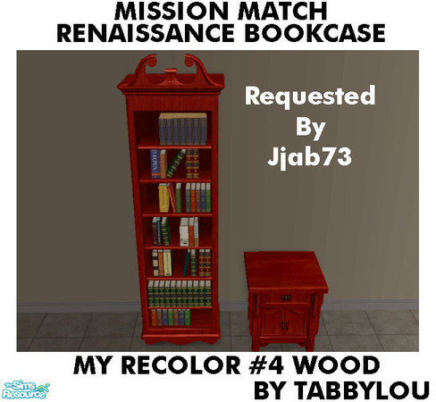 Sims 2 — TL - MM Renaissance Bookcase Recolor04Wd by TabbyLou — My Recolor #4 Wood Recolor of Renaissance Bookcase by