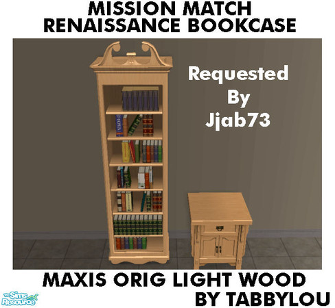 Sims 2 — TL - MM Renaissance Bookcase OrigLightWd by TabbyLou — Maxis Original Light Wood Recolor of Renaissance Bookcase