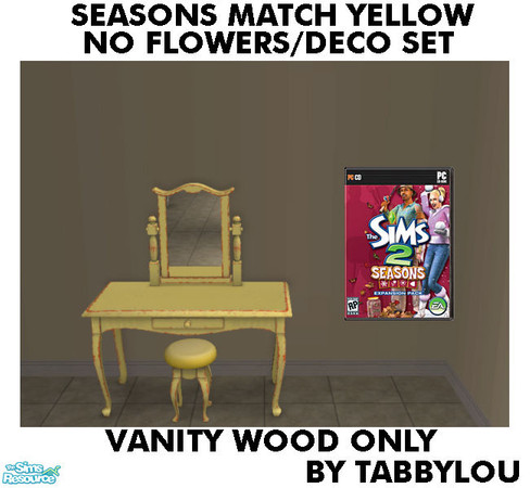 Sims 2 — TL - SM NoFlowersDecoYellow VanityWood by TabbyLou — Vanity Wood ONLY, no seat, recolor with No Flowers/Deco in