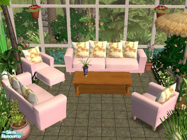 Sims 2 — Pink Orchid Living Room Set by carrie8abug — Pink recolor of Holy Simoly\'s \'Arizona\' set, accented with soft