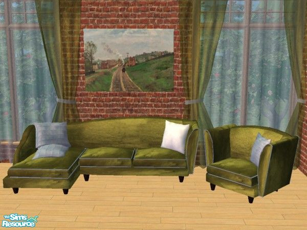 Sims 2 — Olive and Blue Living Room by carrie8abug — Recolor of Sims in Paris living room three.