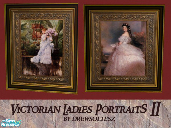 Sims 2 — Victorian Ladies Portraits II by drewsoltesz — Two ornately framed portraits of Victorian era Ladies, ideal for