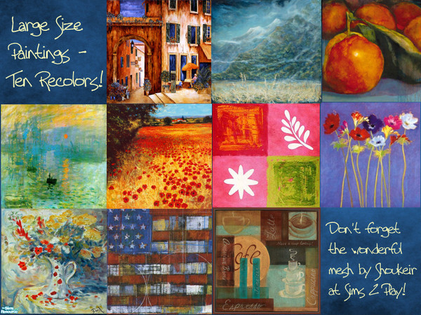 Sims 2 — Painting Set Two - Sims 2 Play Painting #17 by carrie8abug — Ten more recolors of this nice large mesh from