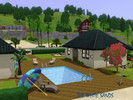 Sims 3 — The White Sands  by sfbj552 — A beach house with 2 wings separated by a terrace and a pool. One wing is