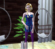 Sims 2 — Echoes Of Laughter by seal2892 — A strapless blue dress with vine-like designs, as well as plum colored leggings