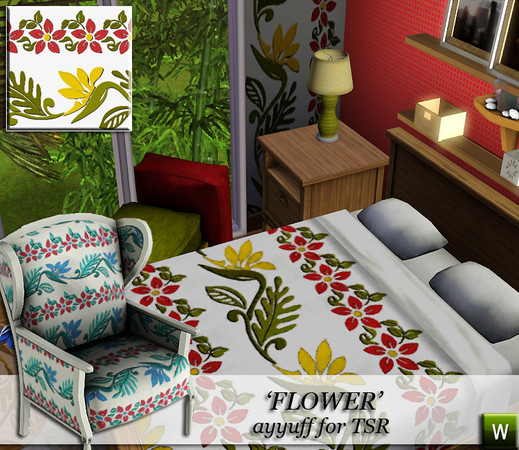 Sims 3 — Flower by ayyuff — floral pattern with 4 re-colorable palettes