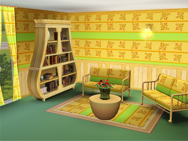 Sims 3 — marcorse_citrus pattern by marcorse — A tidy, horizontal pattern of citrus toned stripes and a heraldic motif.