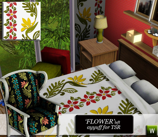 Sims 3 — Flower -Left- by ayyuff — floral pattern with 4 re-colorable palattes..