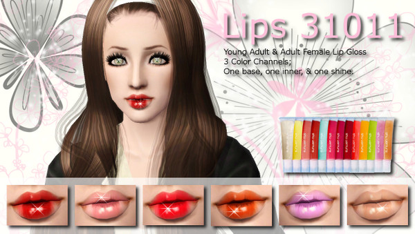Sims 3 — Lips 31011 by ES3C — Another 3-Tone Lip Gloss for your glamorous Sims!