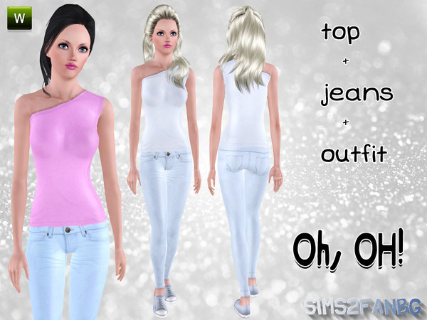 Sims 3 — Oh ,OH by sims2fanbg — .:Oh ,OH:. Top in 3 recolors,Recolorable,Launcher Thumbnail. Jeans in 3