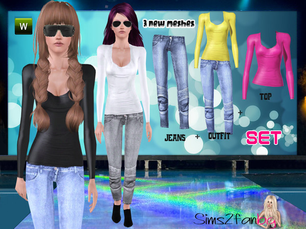 Sims 3 — Set by sims2fanbg — .:Set:. Items in this Set: Top in 3 recolors,Recolorable,New Custom Mesh by me,Launcher