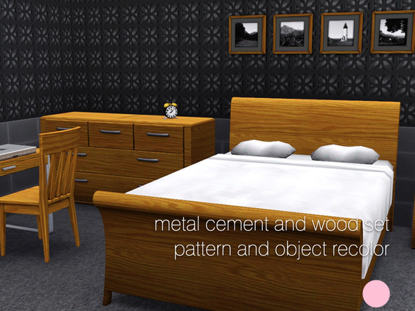 Sims 3 —  Metal Cement And Wood Set by DOT — Metal Cement And Wood Set. Double Sleep Bed Wood, Dismissal Draws Wood,