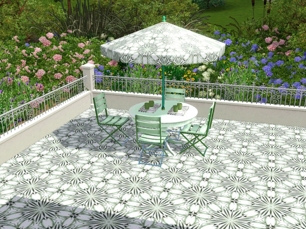 Sims 3 — marcorse_compass rose tile pattern by marcorse — The 'petals' of a compass rose form the central design for this