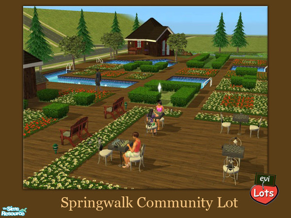Sims 2 — evi,  Springwalk Community Park by evi — A dreamy area decorated with wood flowers and ...water. Your sims can