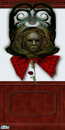 Sims 2 — Wallmask- 1 (Wallpaper) by artrui — It\'s my design of old theater mask. The wood wall is also suitable with