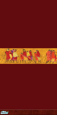 Sims 2 — Masai Border Wall by Shakeshaft — Part of a recolour set of my African themed room, set includes Armchair in a