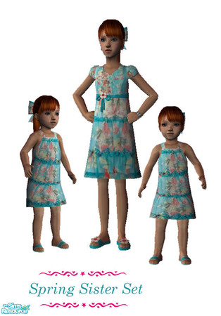 Sims 2 — Spring Sister Set by giasims — Dresses for girls and toddlers