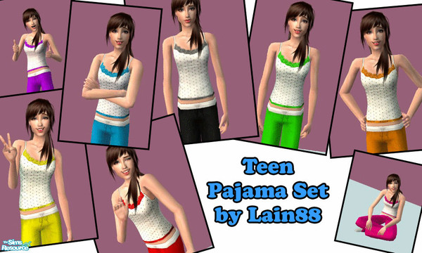 Sims 2 — Set11 by Lain88 — Pajamas for teen females, from the mesh in TSS.