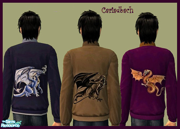 Sims 2 — Dragon Jackets by cariadbach — Three casual faux suede zipper jackets worn with jeans and trainers . A large