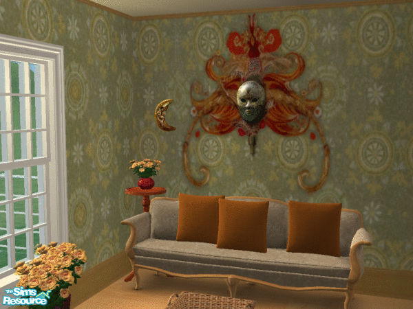 Sims 2 — Wallmask - complex by artrui — find this mask recolor by wall hanging/chinese opermask