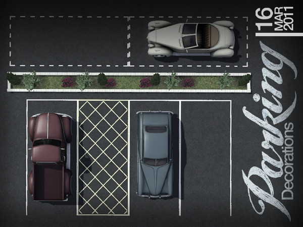 Sims 3 — Parking Decorations by AppleFall — No longer will your parking spaces have to go bland. This set of parking