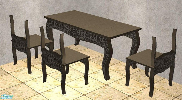 Sims 2 — Ornatley Designed Dining Set - Gold Recolor by TheNinthWave — Gold recolor of ornatley designed mesh set.