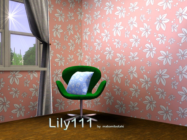 Sims 3 — Lily111 by MB by matomibotaki — Floral pattern in yellow, green and orange, 3 channel, to find under Fabric.