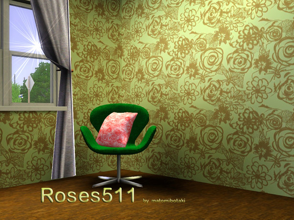 Sims 3 — Roses511 by MB by matomibotaki — Floral pattern in white, red and light yellow, 3 channel, to find under Fabric.