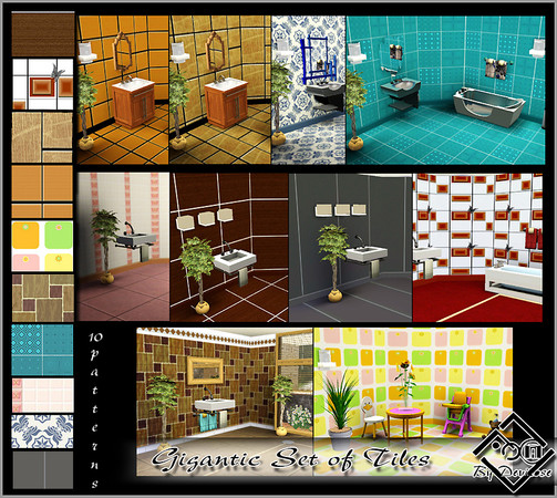 Sims 3 — Gigantic Set of Tiles  by Devirose — Wonderful set of 10 tiles, for kitchens, bathrooms, outdoors and anything