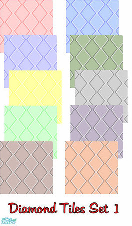 Sims 2 — Diamond Floor Tiles (Set 1: Pastel) by shadow66 — This is a set of 10 pastel coloured seamless floor tiles