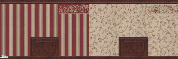 Sims 2 — Striped Scrollwork by tamlfra — Six wallpapers that match each other beautifully. 