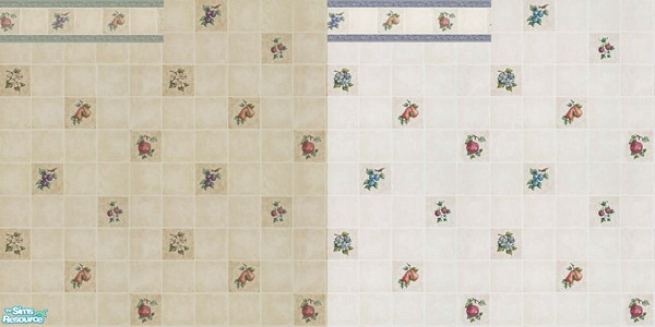 Sims 2 — Tiled Just Right w/ Fruit in Sight by tamlfra — Four pretty tile walls. :)