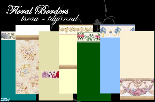 Sims 2 — Floral Borders by tdyannd — A set of seven floral bordered patterns.
